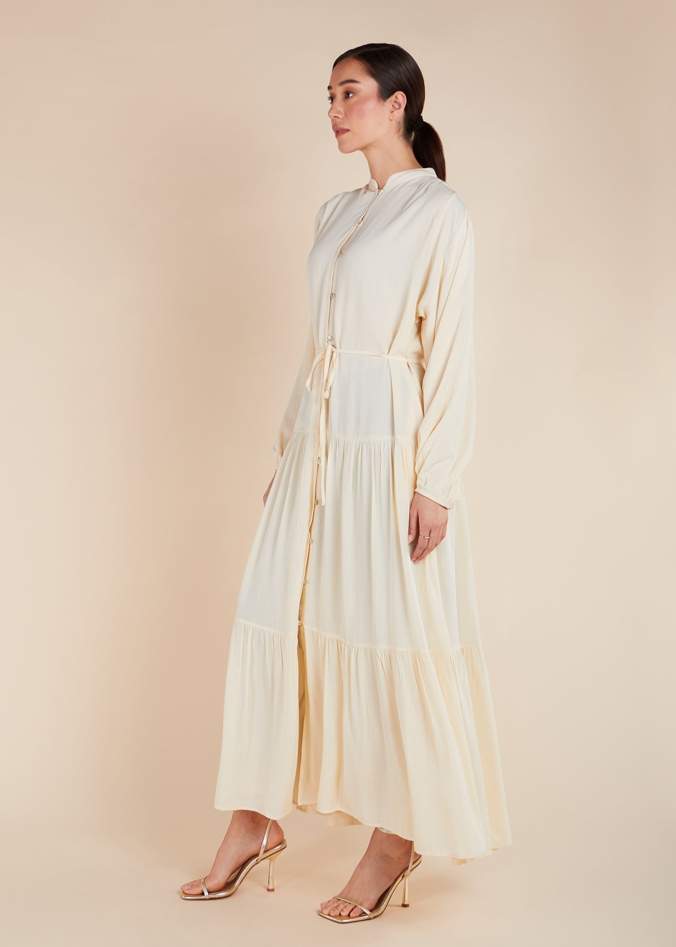 Creamy Cotton Tiered Maxi