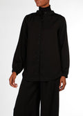Cheesecloth Mandarin Midi Shirt Black