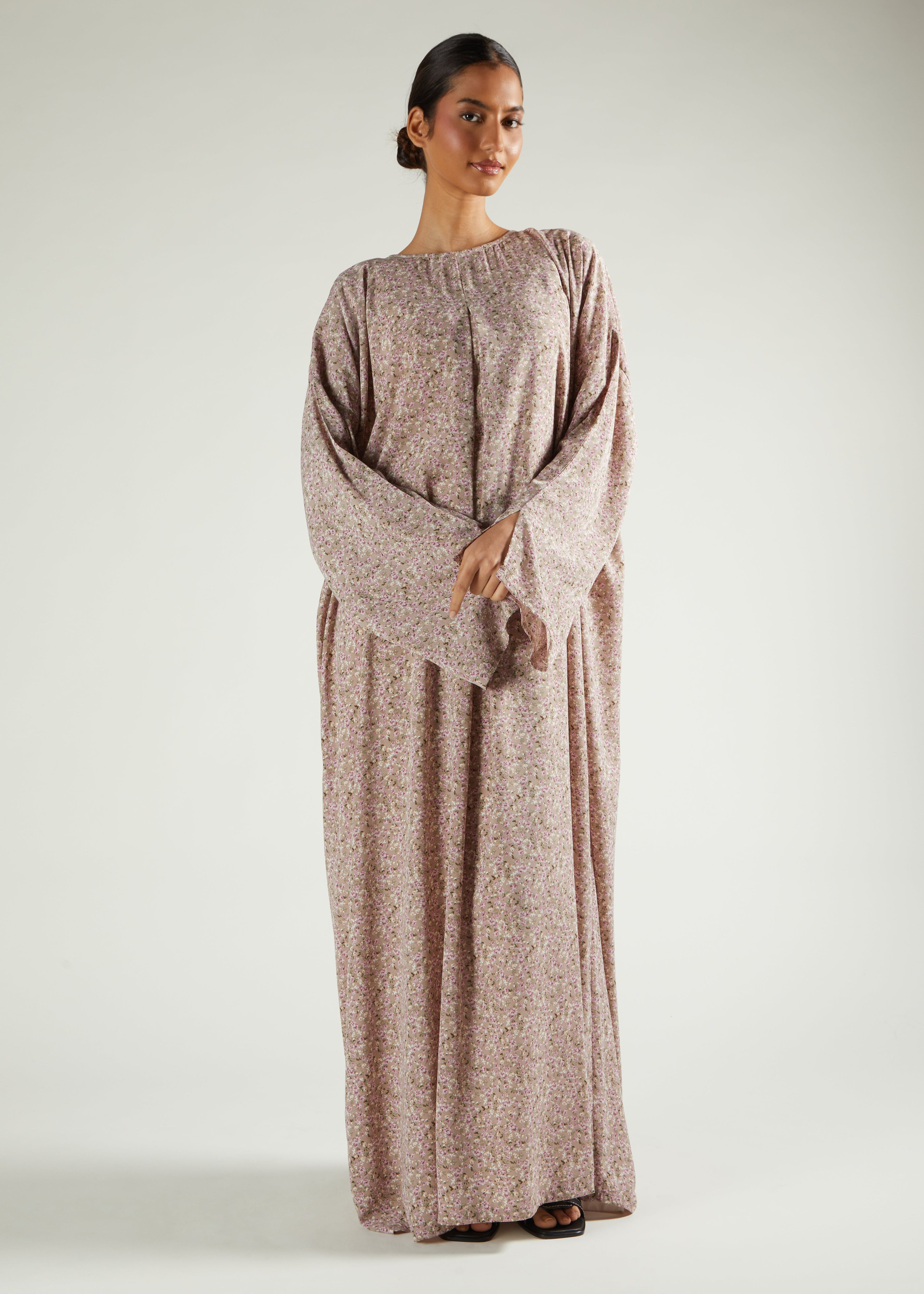 Pink Floral Prayer Abaya & Hijab