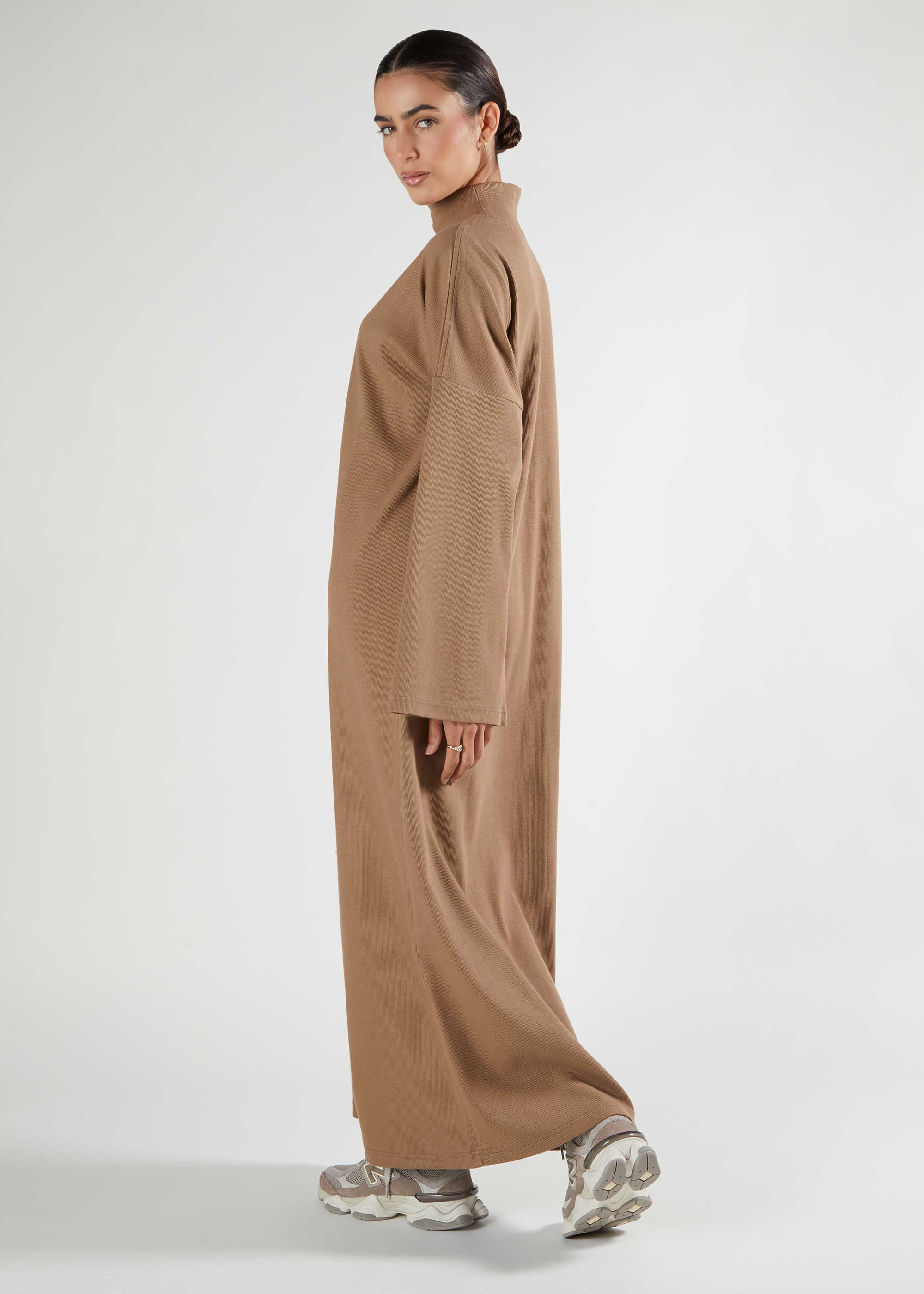 High Neck Abaya Coffee