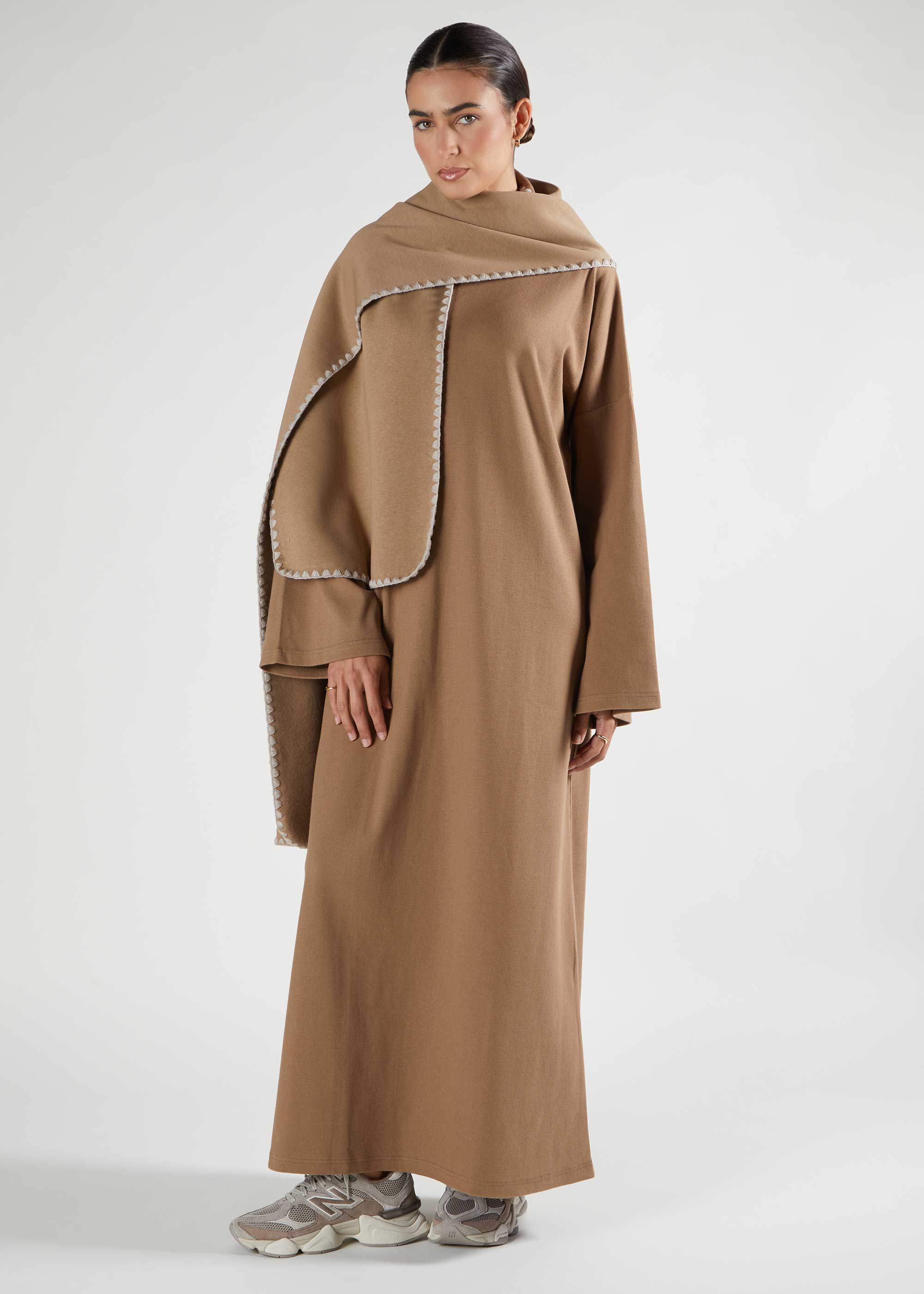 High Neck Abaya Coffee