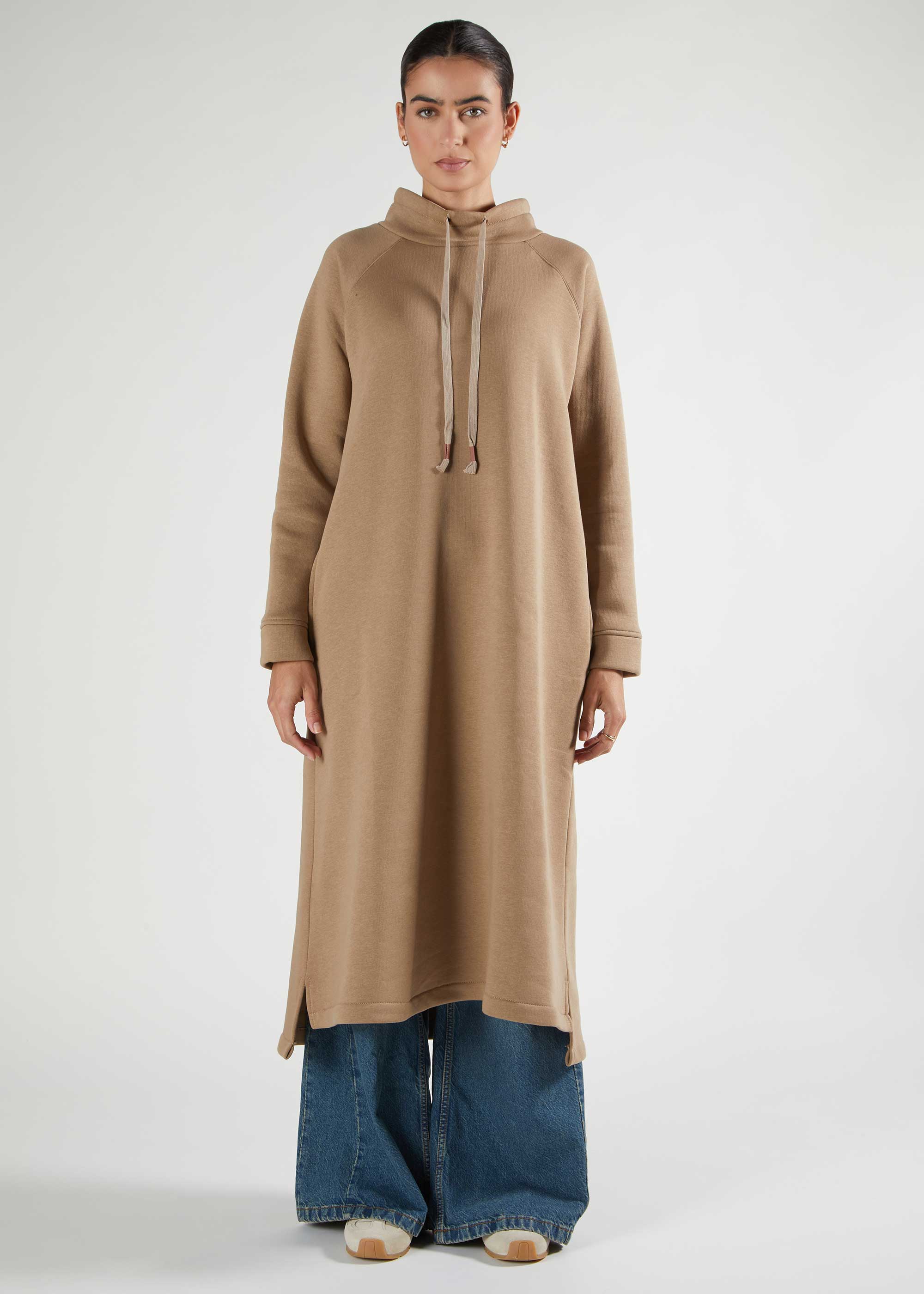 Funnel Neck Midi Nude