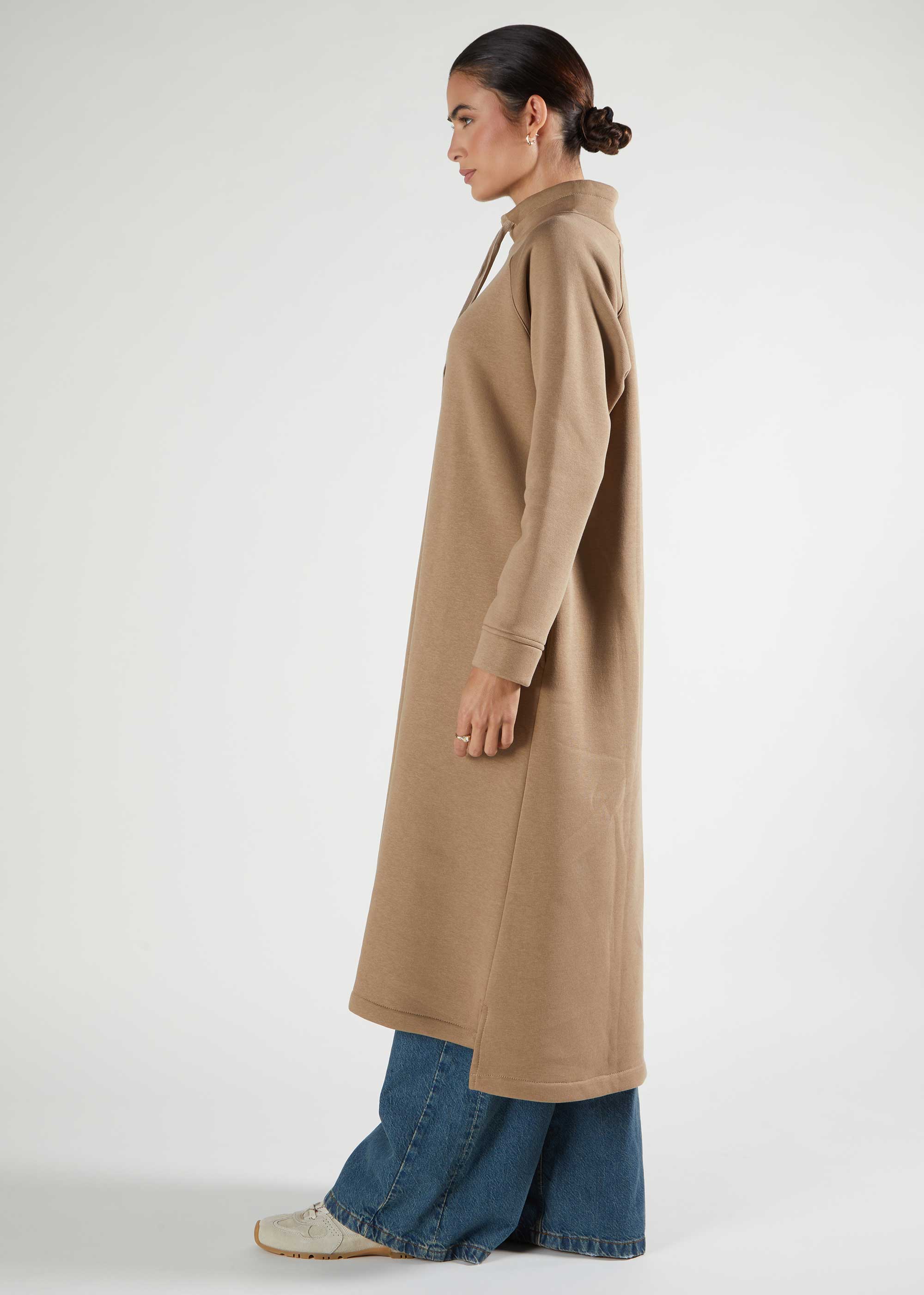 Funnel Neck Midi Nude