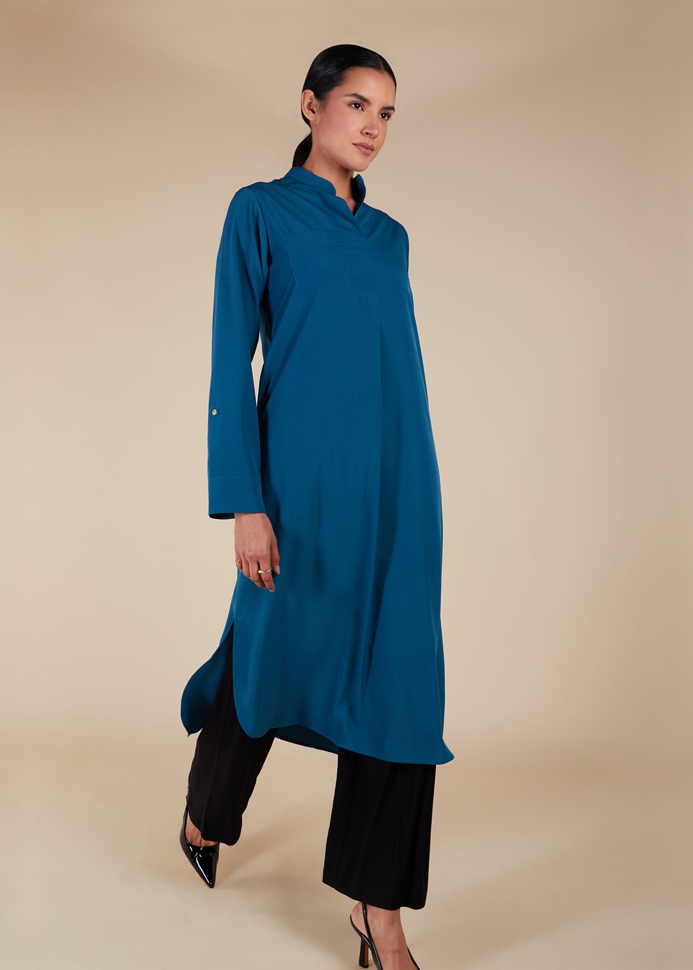 High Neck Midi Blue