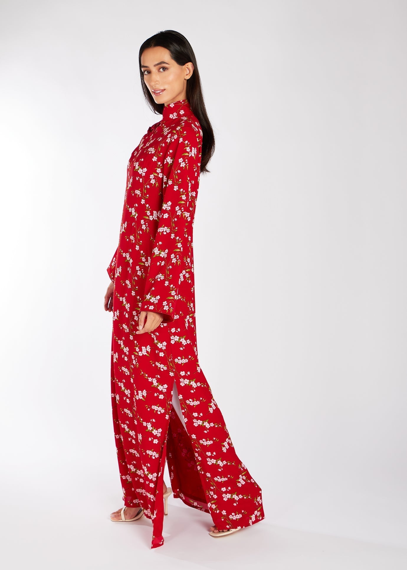 Oriental Flowers Maxi Dress