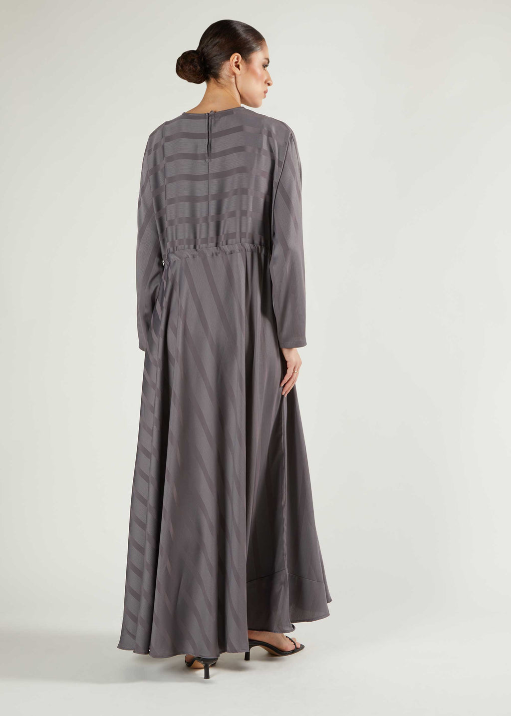 Self Print Batwing Abaya Grey