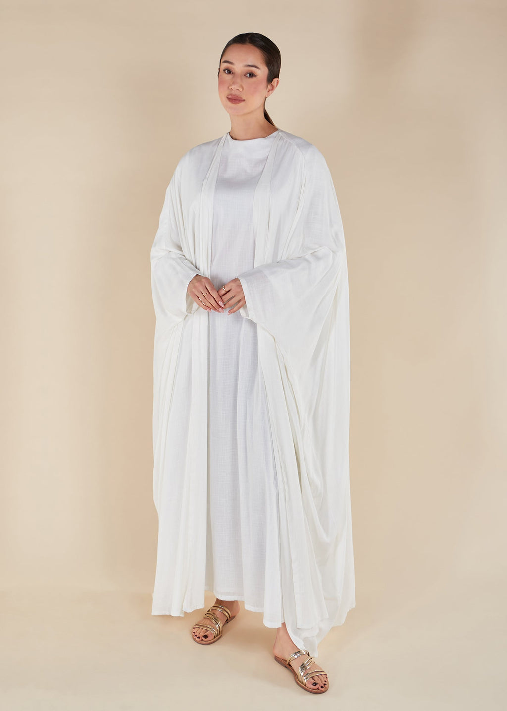 Twill Open Abaya White