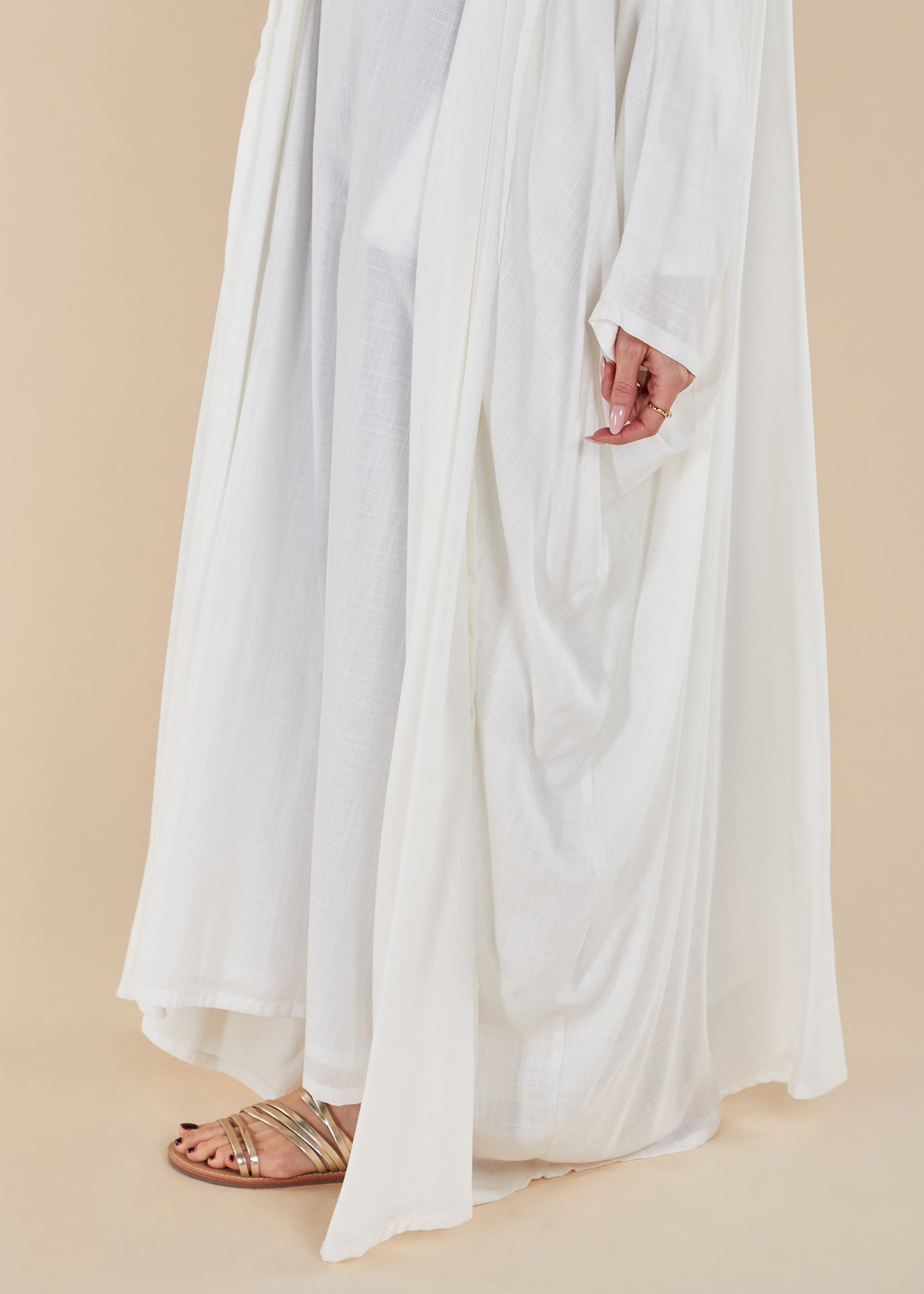 Twill Open Abaya White