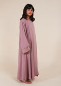 Girls Two Piece Open Abaya With Slip Rose