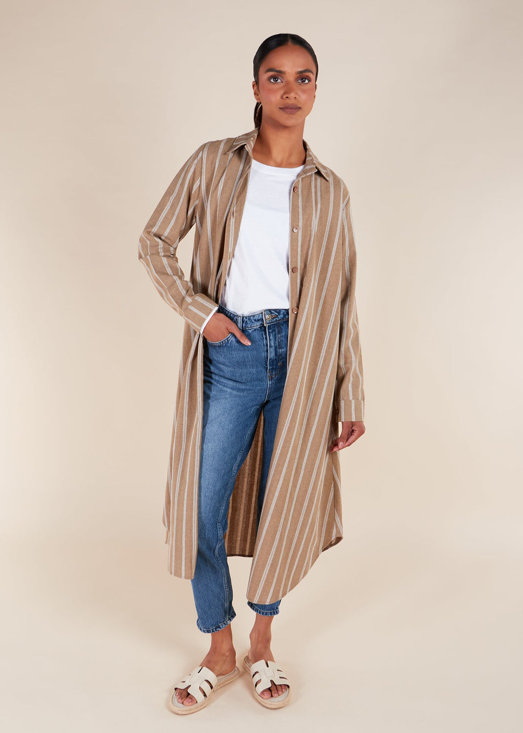 Muji Shirt Dress Beige