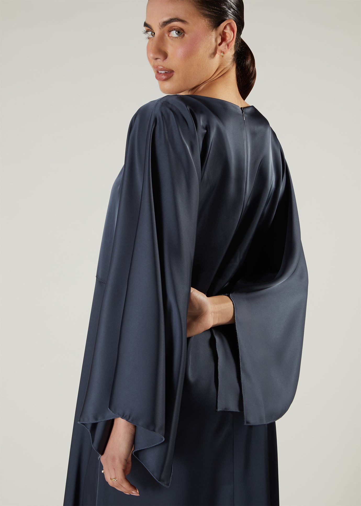 Satin Abaya Blue