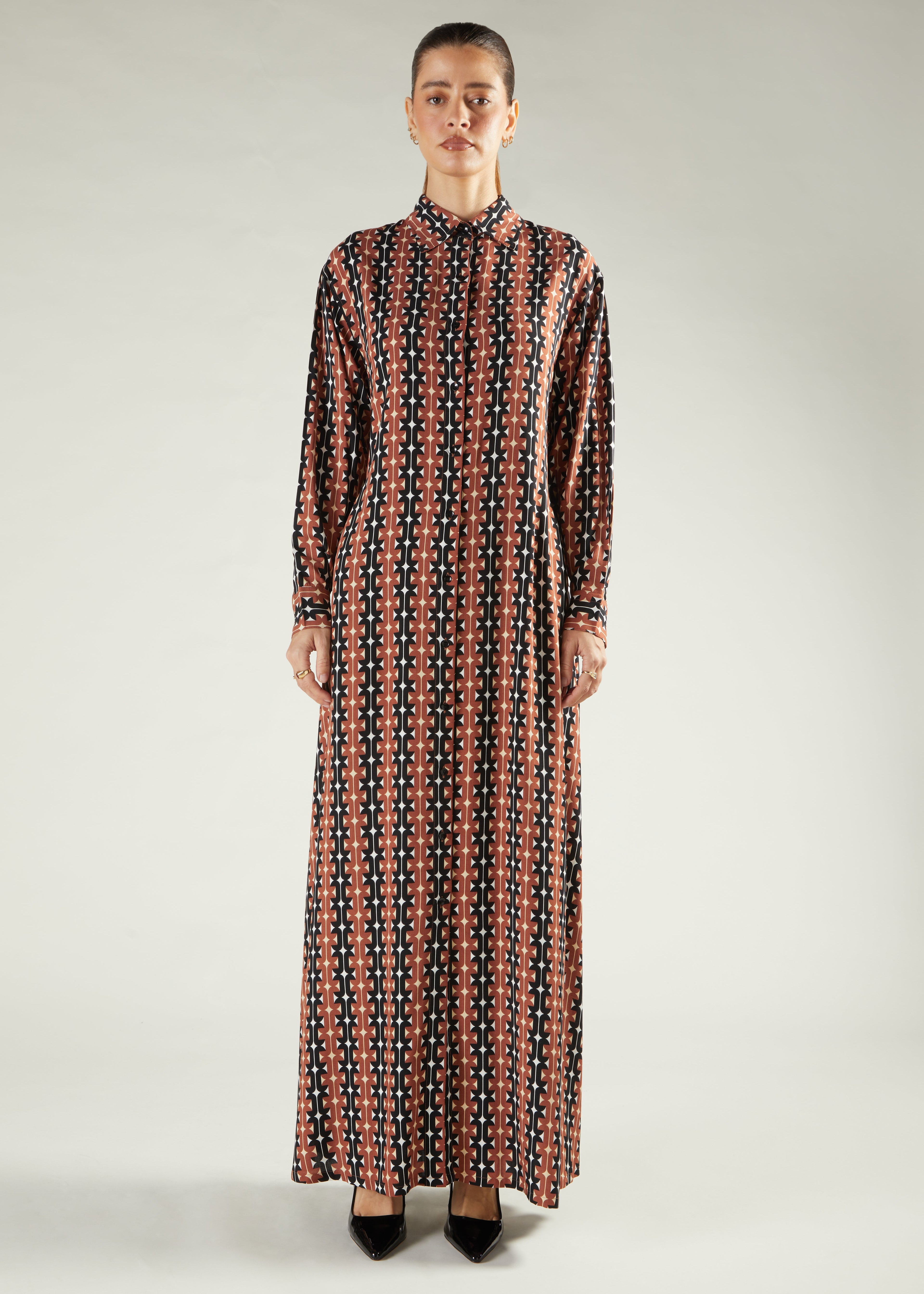 Black & Brown Print Maxi