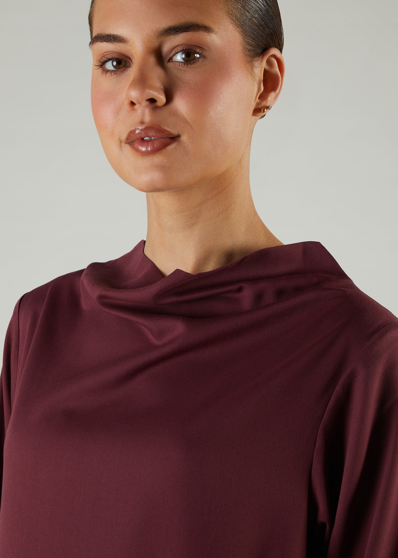 Cowl Neck Abaya Plum